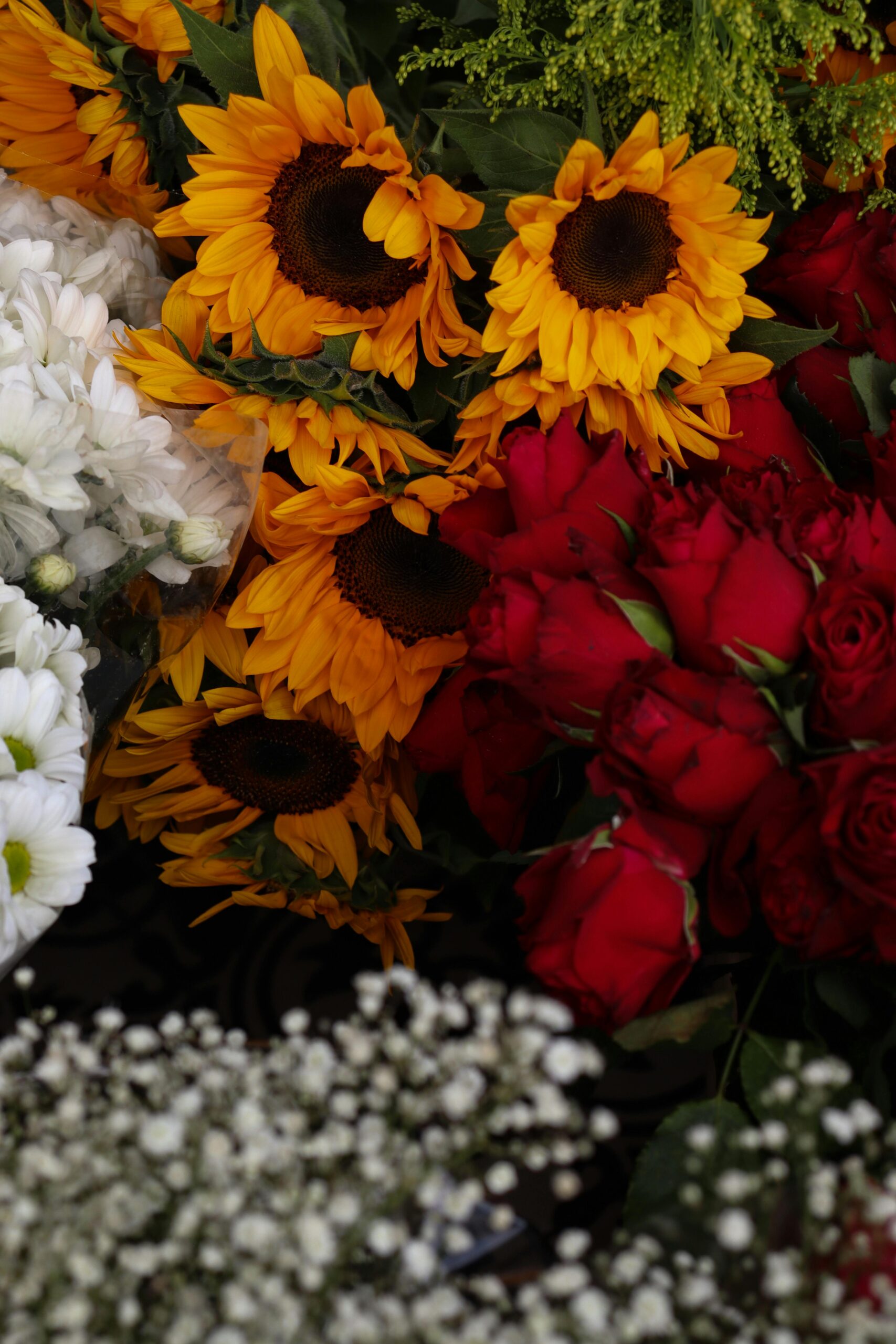 Sunflowers and Roses